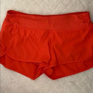 Red lululemon running shorts 6